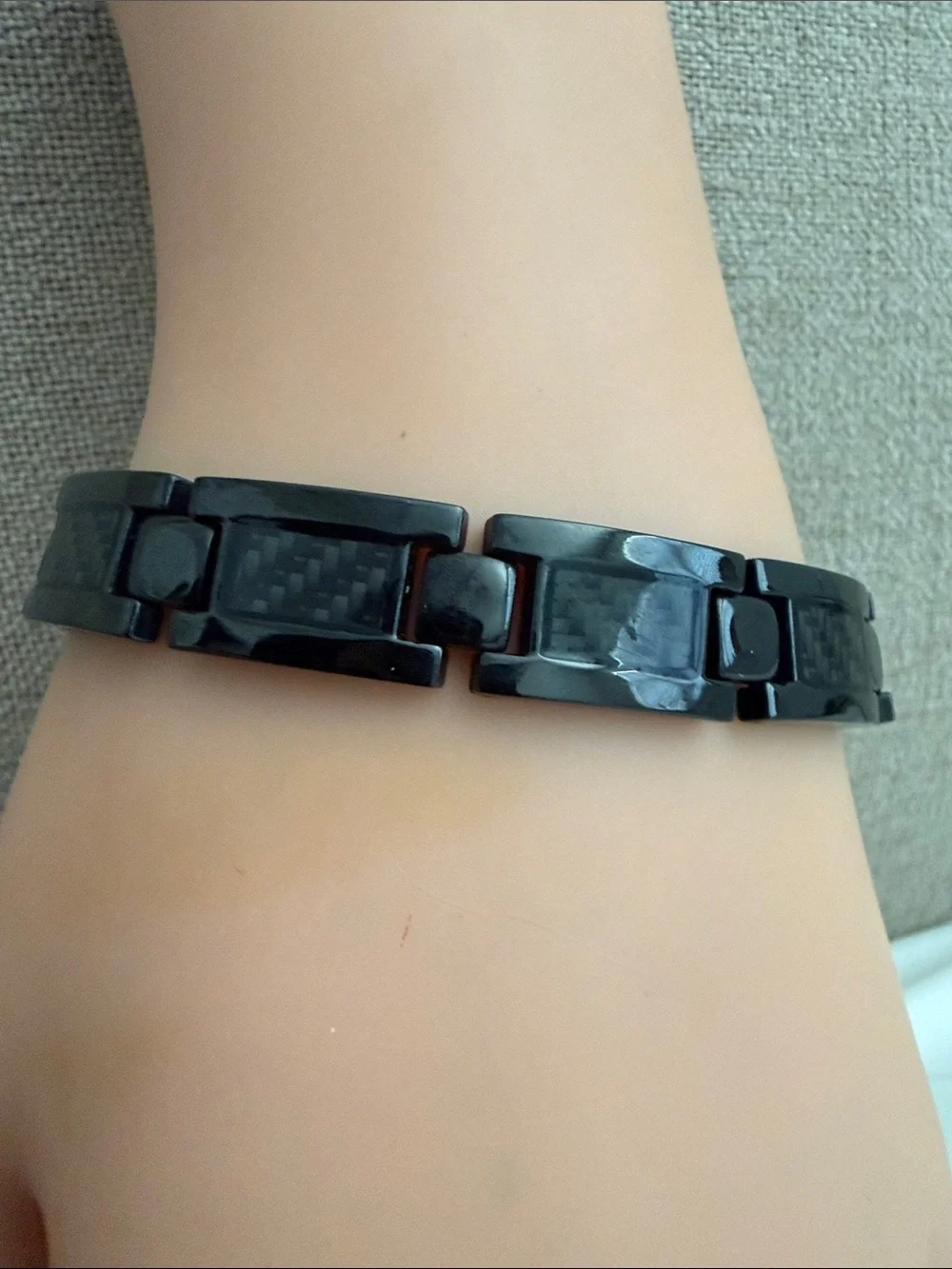 Men's Black Spartan Titanium Link Bracelet - Sleek Ceramic Chain